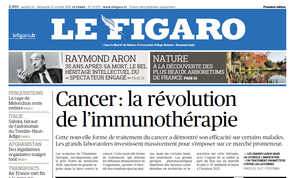  Le Figaro. Cancerul: revoluția imunoterapiei. 20.000 de oncologi dezbat această temă la Munchen