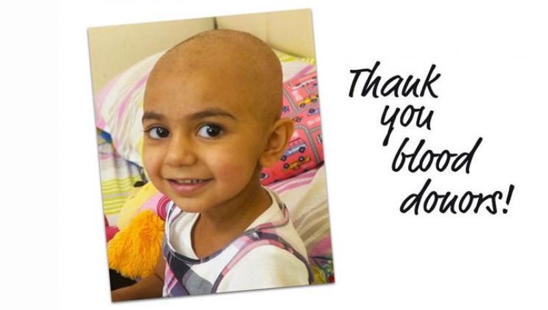 Campanie mondială. Se caută un tip de sânge extem de rar pentru Zainab, o fetiță bolnavă de cancer