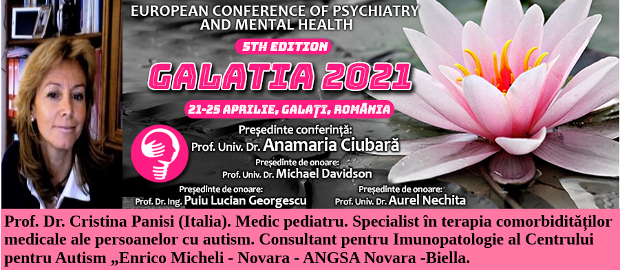 21-25 aprilie. Prof. Dr. Cristina Panisi, la Conferința Europeană de Psihiatrie și Sănătate Mintală „Galatia 2021”