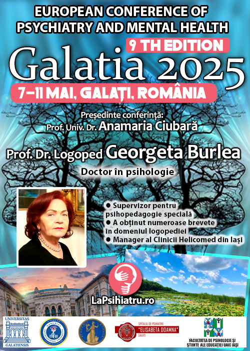 Prof. Univ. Dr. Georgeta Burlea: Bazele științifice ale brevetului „Aparat pentru etapa de învățare a scris-cititului”. Marcă OSIM „LUDOLEXOGRAF”. Conferința de Psihiatrie Galatia 2025