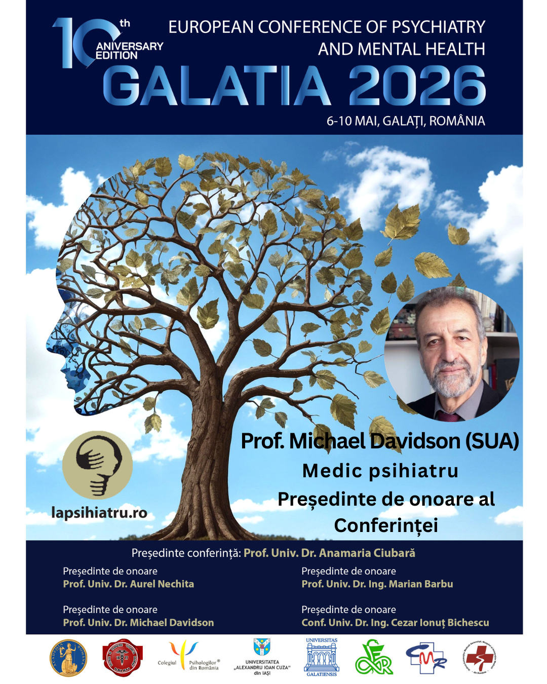 Galatia 2026, ediția jubiliară. Prof. Michael Davidson, medic primar psihiatru. Președinte de onoare al Conferinței