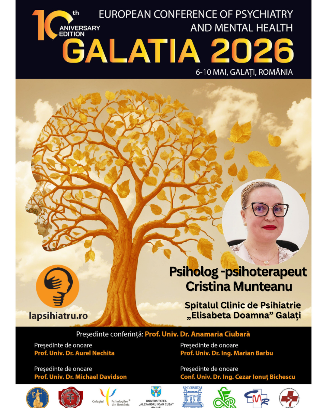 Galatia 2026, ediția jubiliară. Psiholog-psihoterapeut Cristina Munteanu